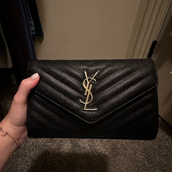 Yves Saint Laurent Black Chevron Clutch - Picture 1 of 5